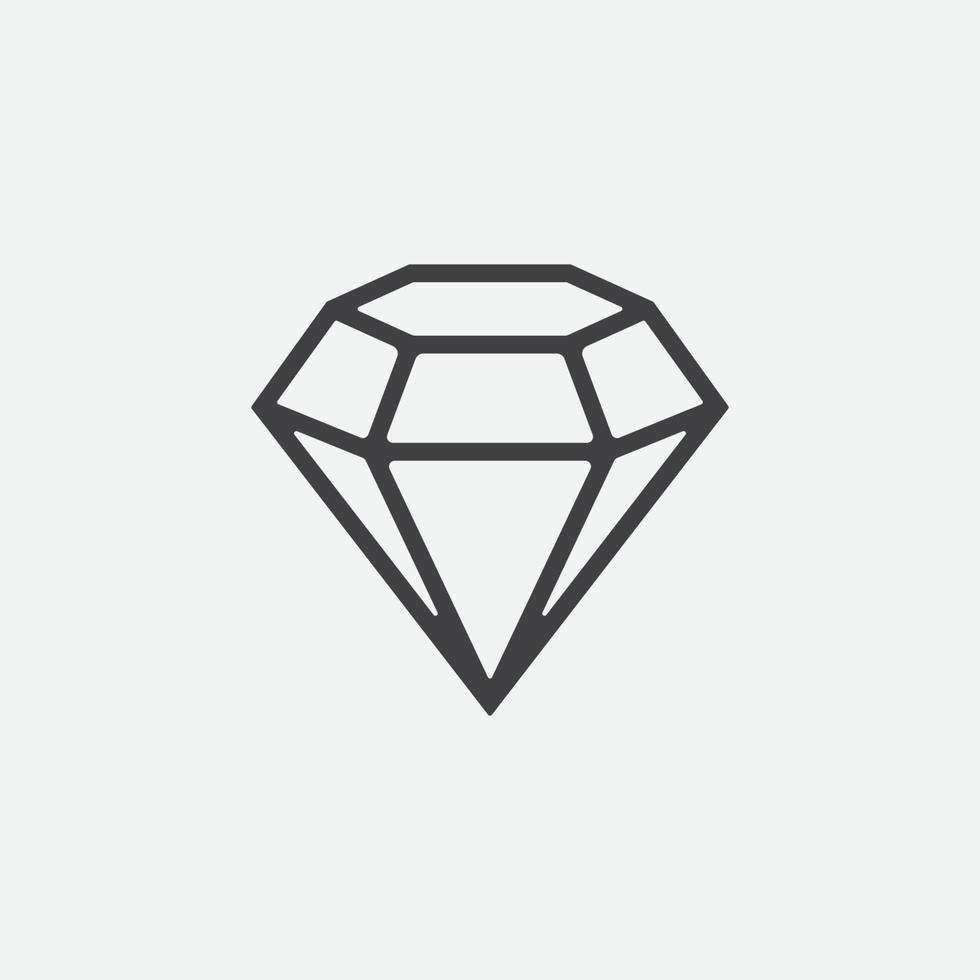 Diamond icon vector symbol illustration, Diamond icon in linear style, Vector flat icon of diamond, Jewelry symbol, Gem stone icon, Graphic element clean flat diamond icons