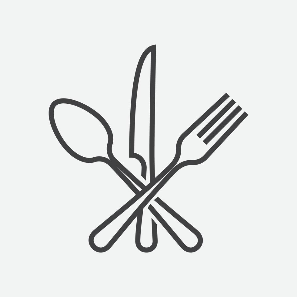 icono de cuchara, tenedor y cuchillo, símbolo cruzado, ilustración de vector plano de restaurante, símbolo de restaurante, vector de icono de cocina