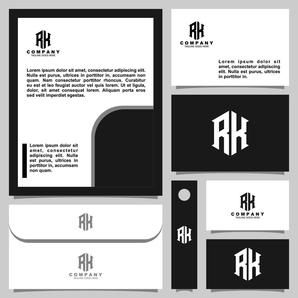 Creative monogram logo design with stationery template vector