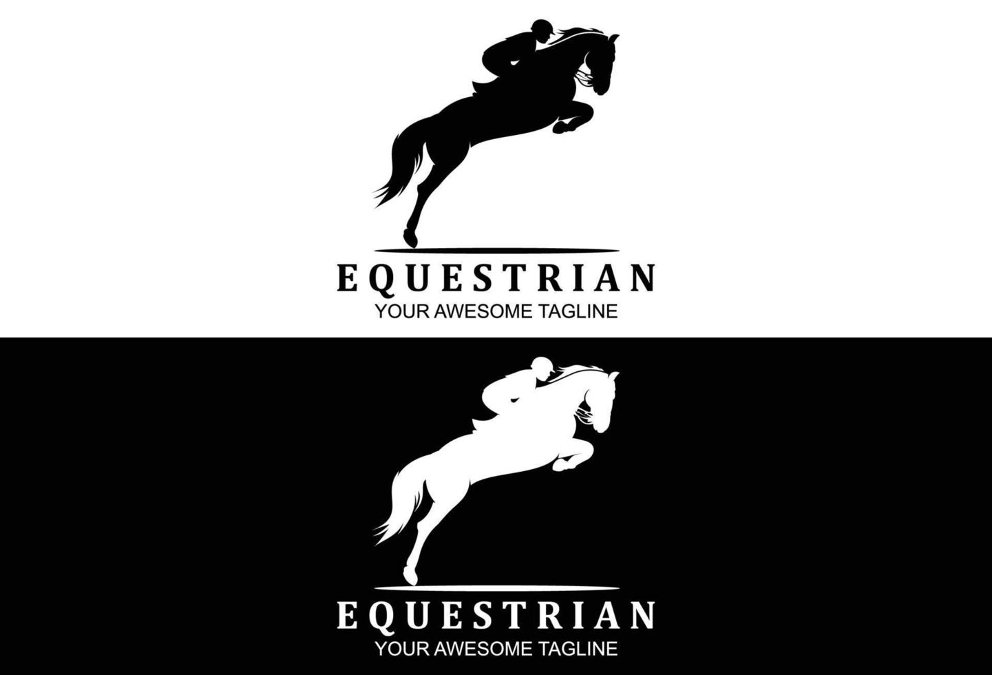 Creative equestrian silhouette logo design vector