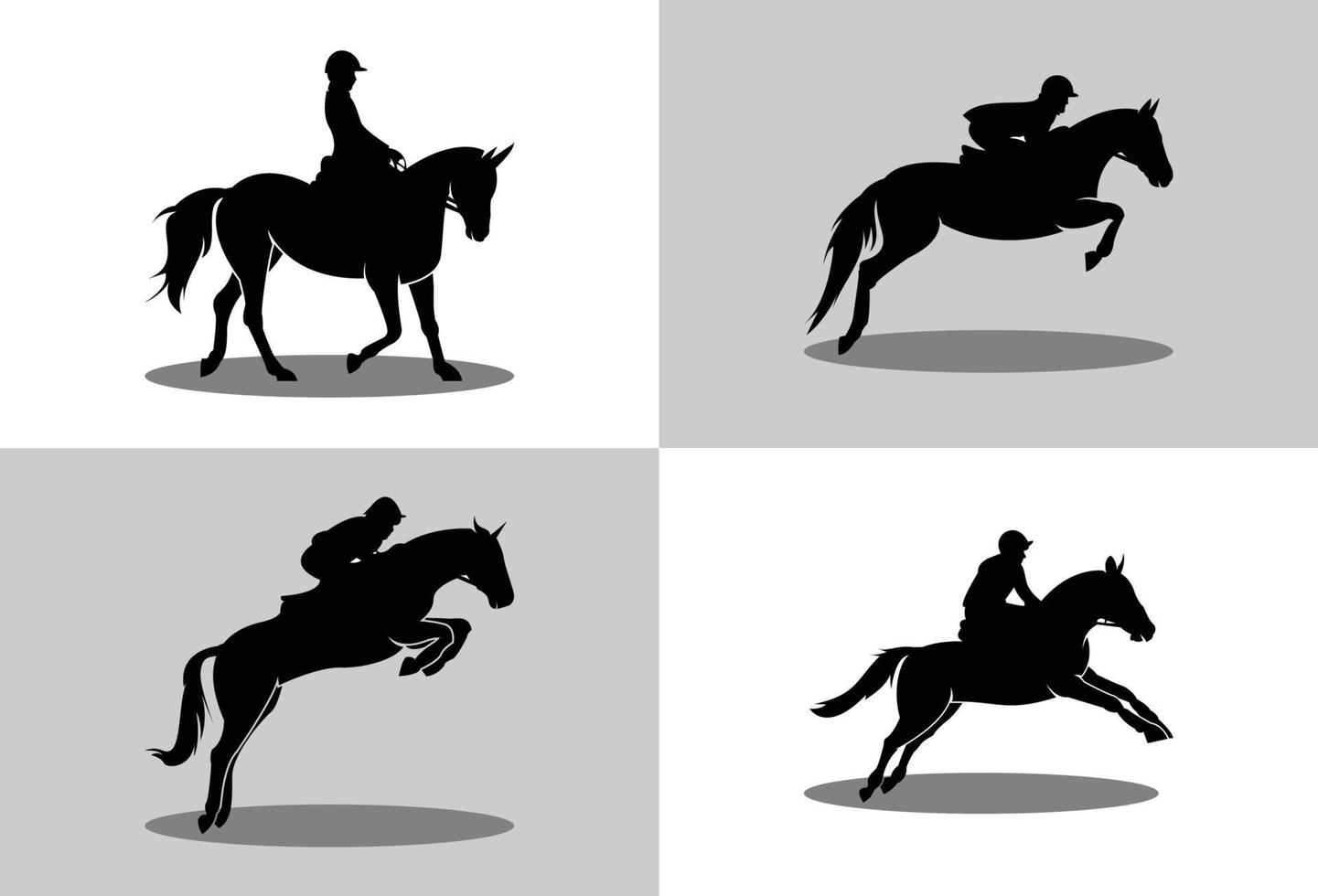 conjunto de diseño de logotipo de silueta ecuestre creativa vector
