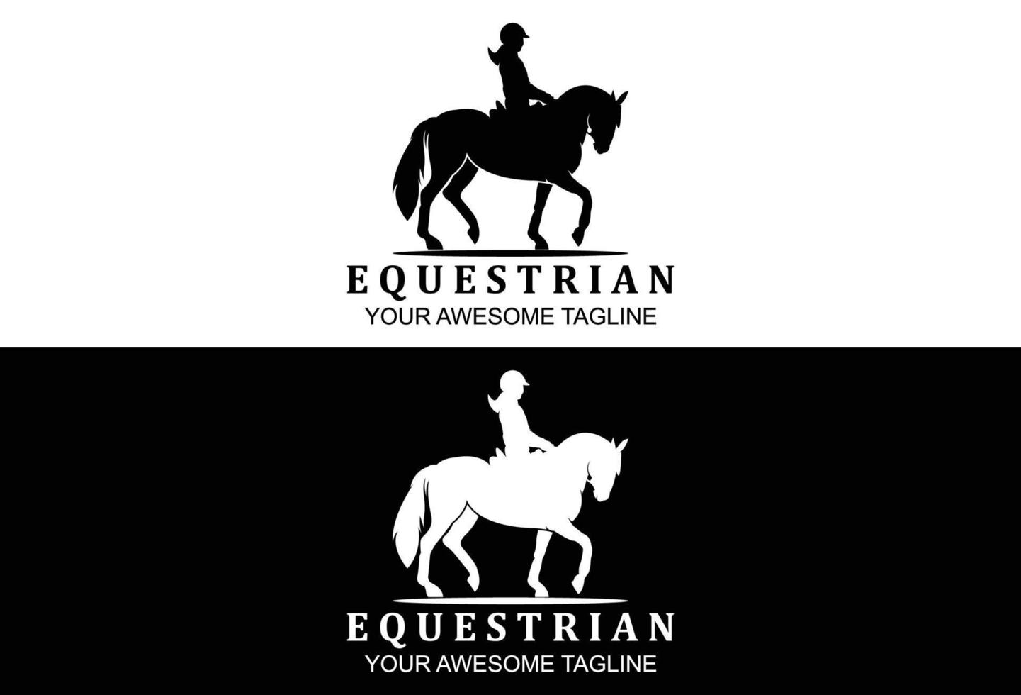 Creative equestrian silhouette logo design vector