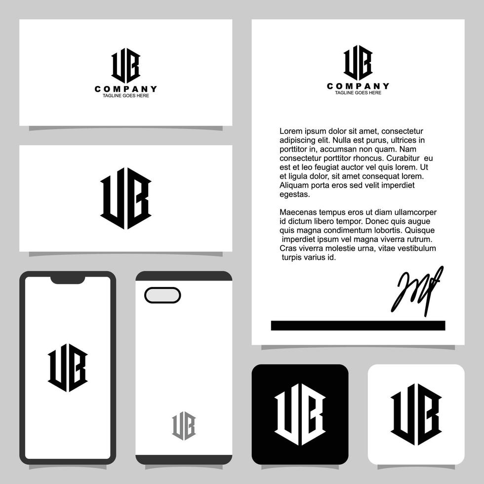 Creative monogram logo design with stationery template vector