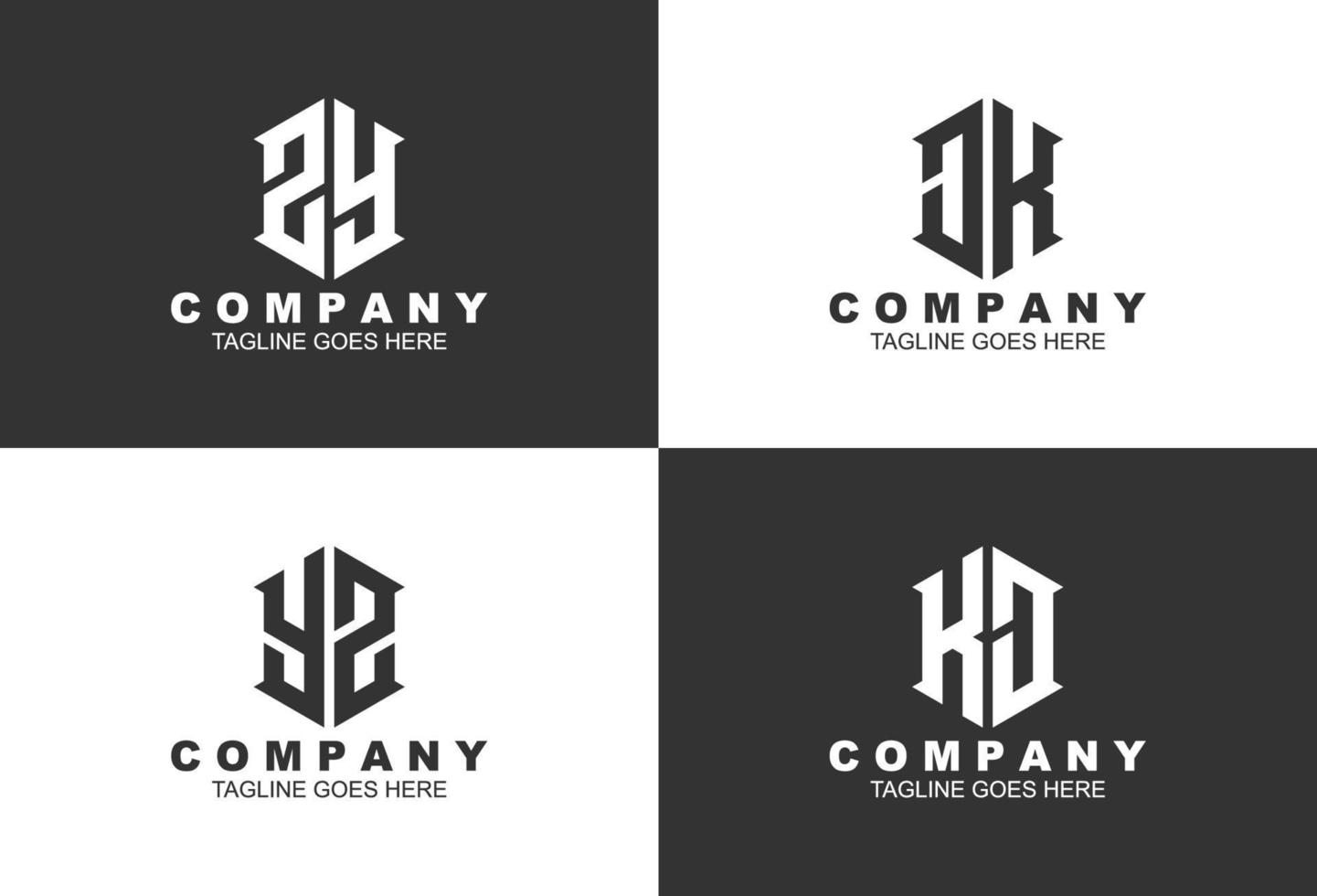 Set of creative monogram logo design vector