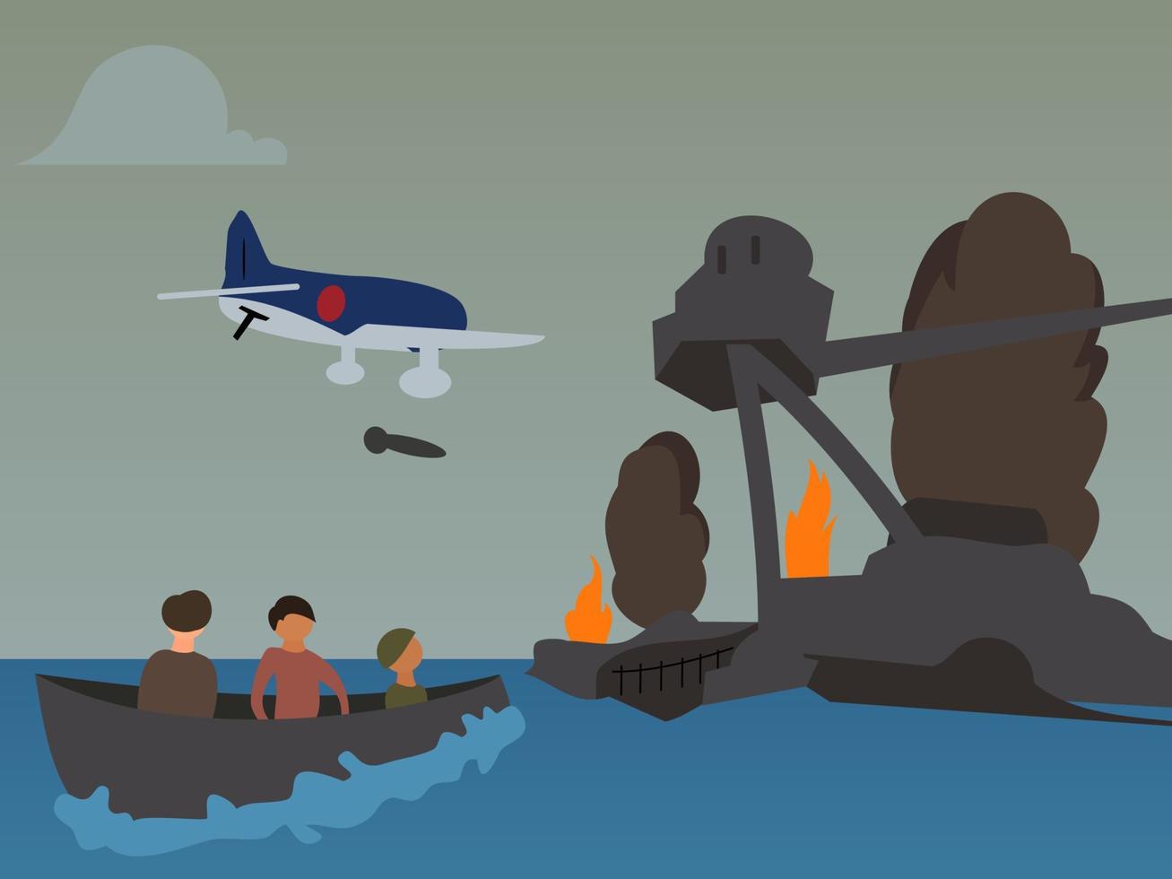 Pearl Harbor ilustración vectorial diseño plano vector