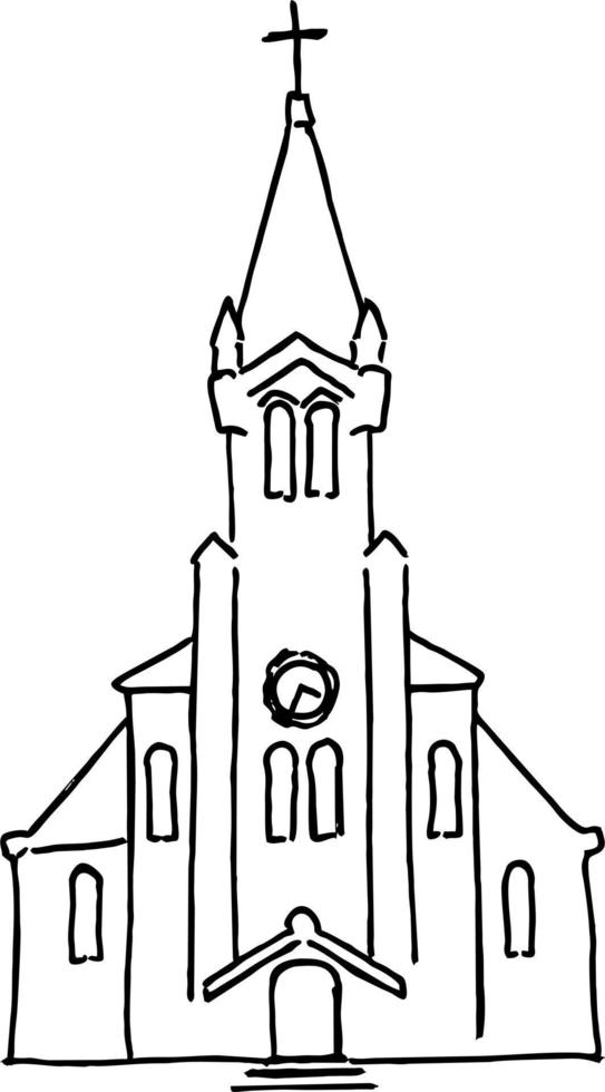 Church sketch. hand drawn illustration vector