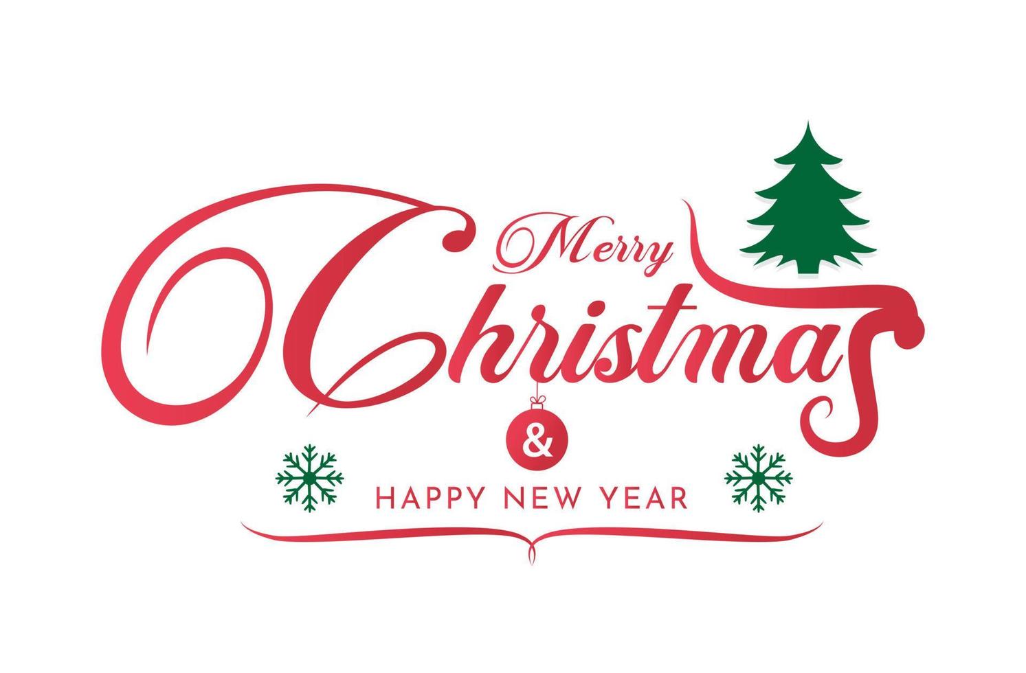 Merry Christmas vector text Calligraphic Lettering design card template. White background