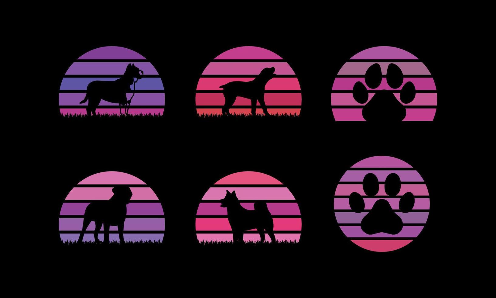 dog with sunset for t shirt design vector