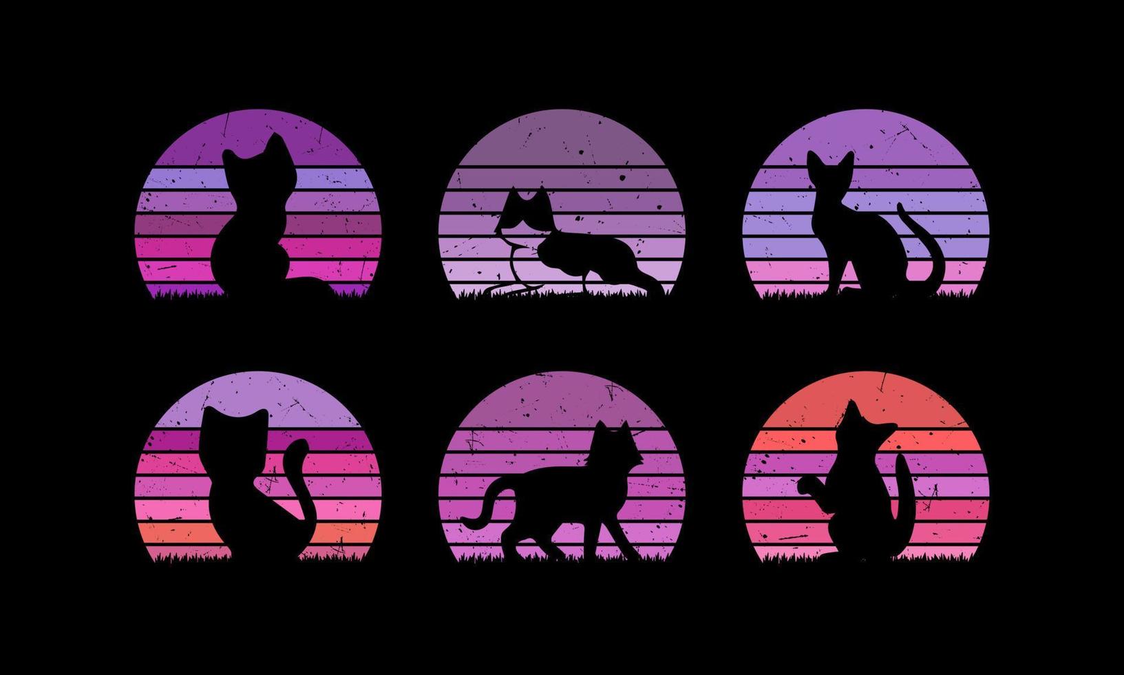 cat retro vintage t shirt design vector