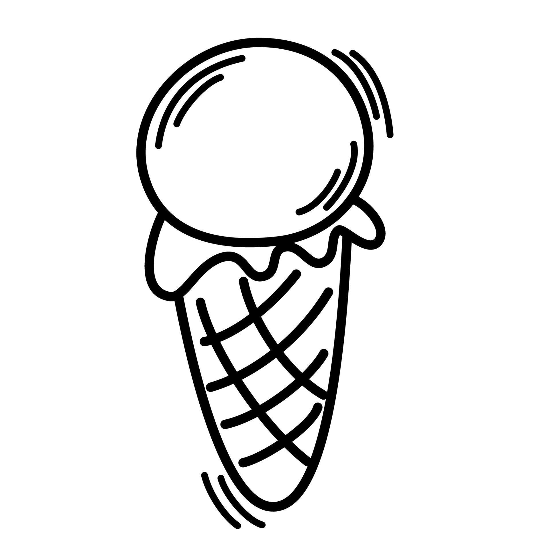 Ice cream. Line art symbol for web printing and applications. Vector