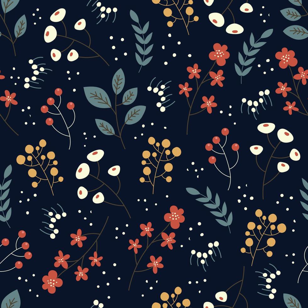 Hand drawn Colourfull Floral Seamless Pattern Background vector