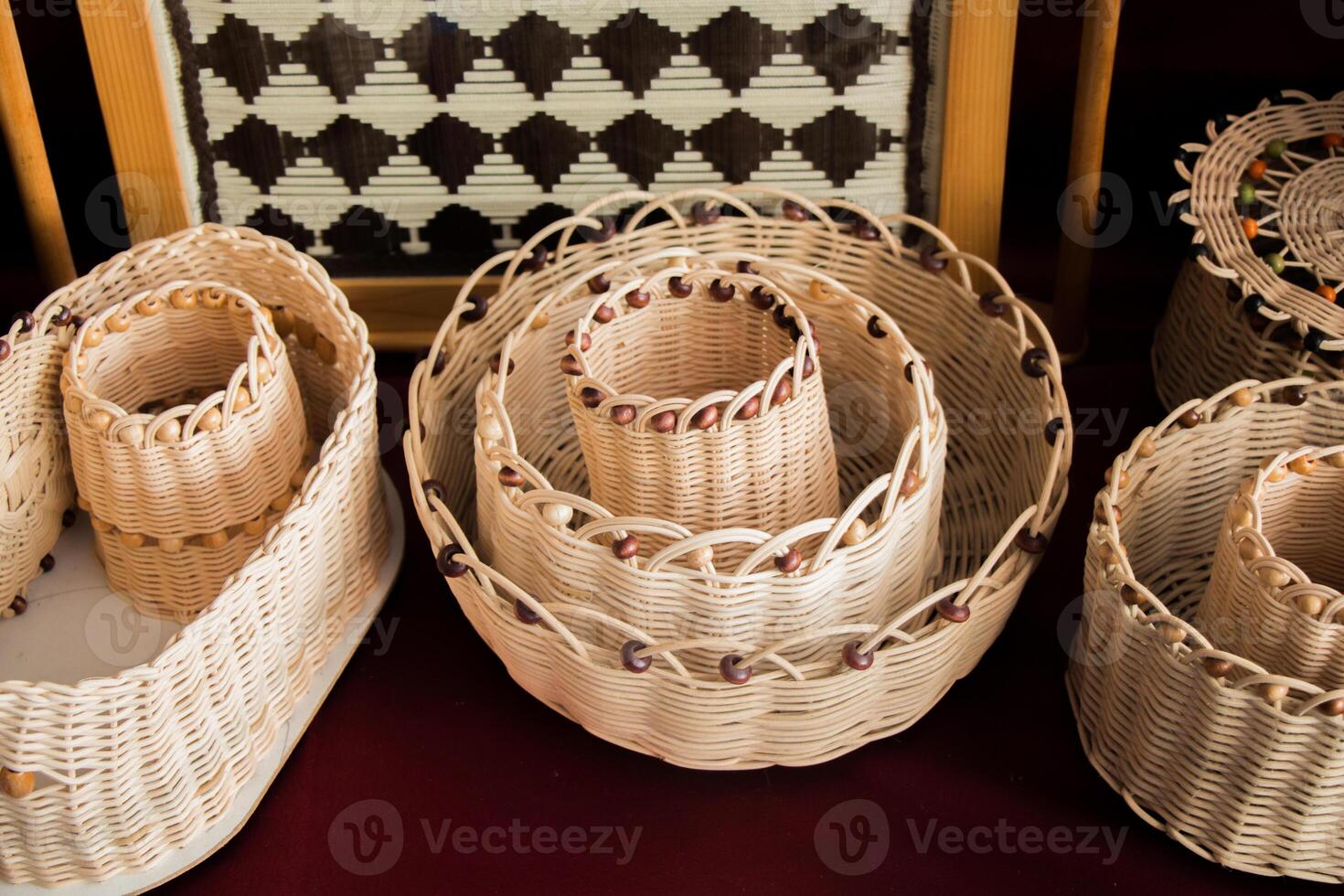 Empty wicker baskets for sale 15273347 Stock Photo at Vecteezy