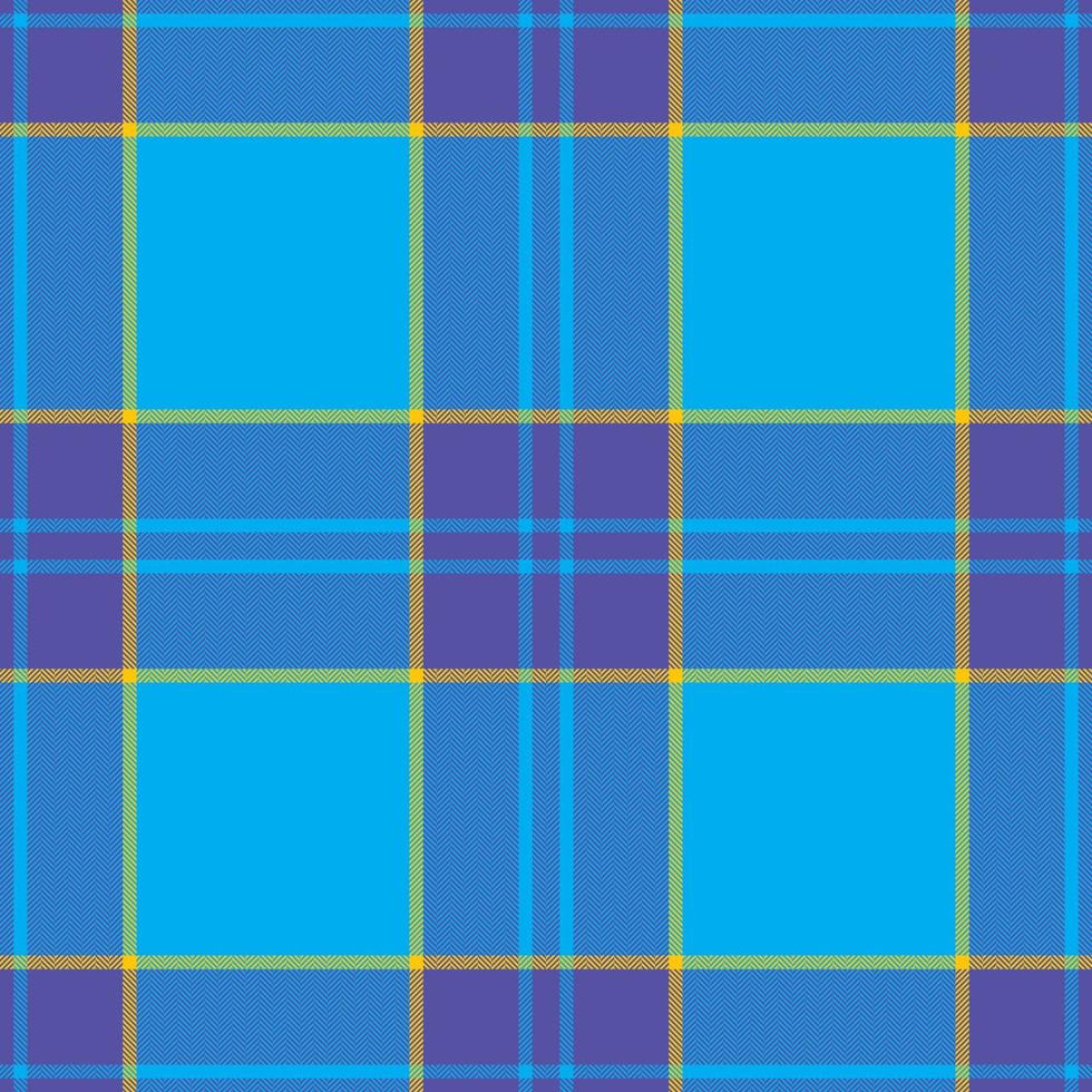 Plaid seamless pattern in blue. Check fabric texture. Vector textile print.