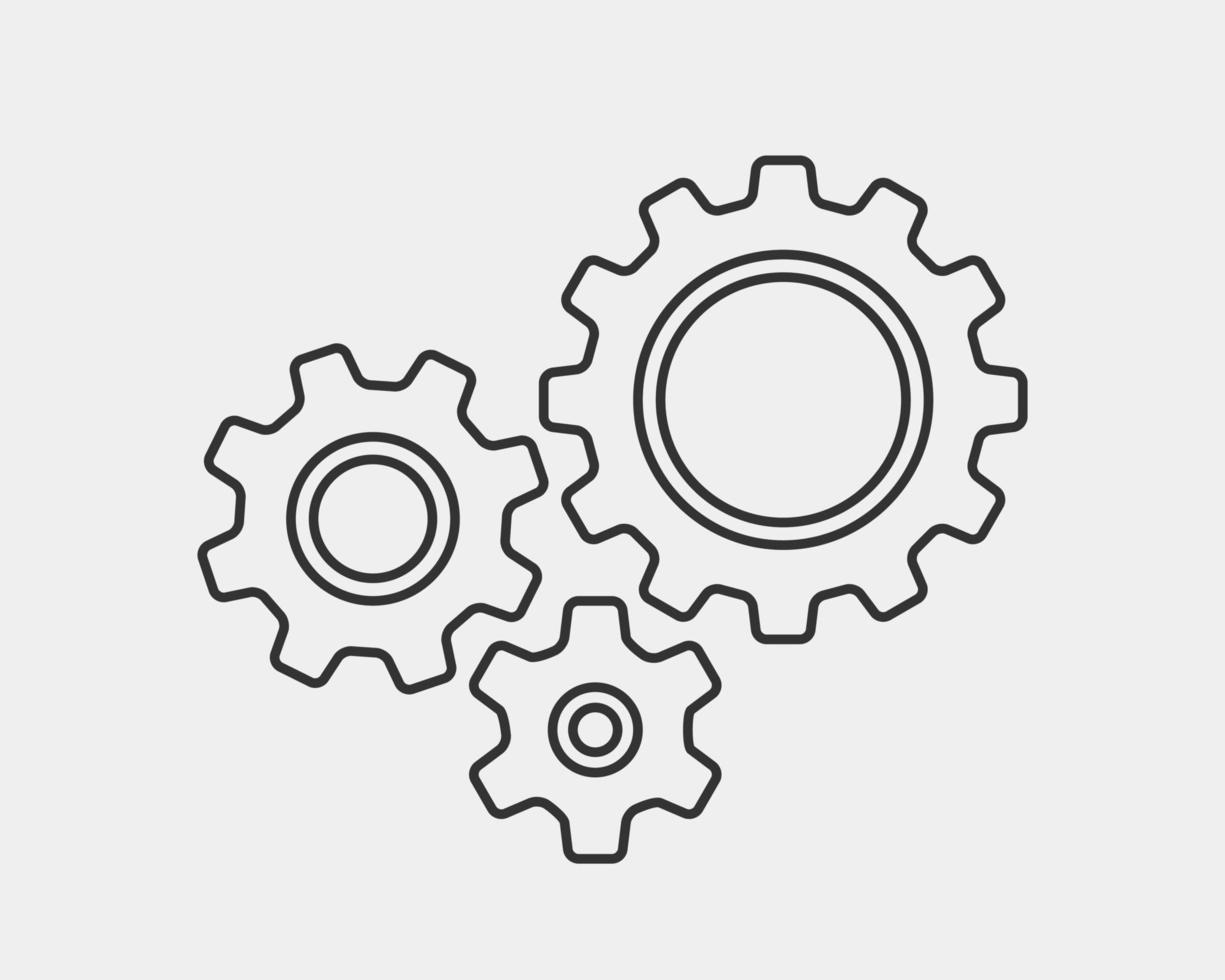 Metal gears and cogs vector. Gear icon flat design. Mechanism wheels logo. Cogwheel concept template. vector