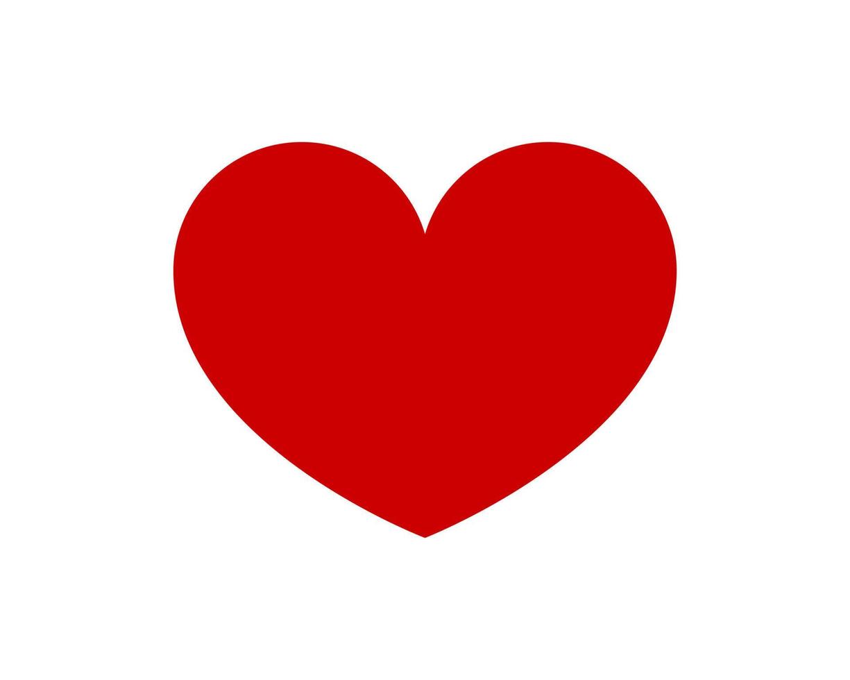 Red shape love heart icon vector isolated on white background.