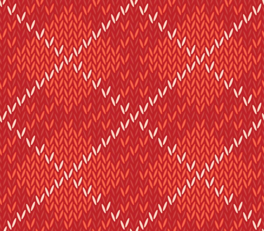 textura de patrón sin costuras de fondo rojo con prendas de punto de lana de línea beige vector