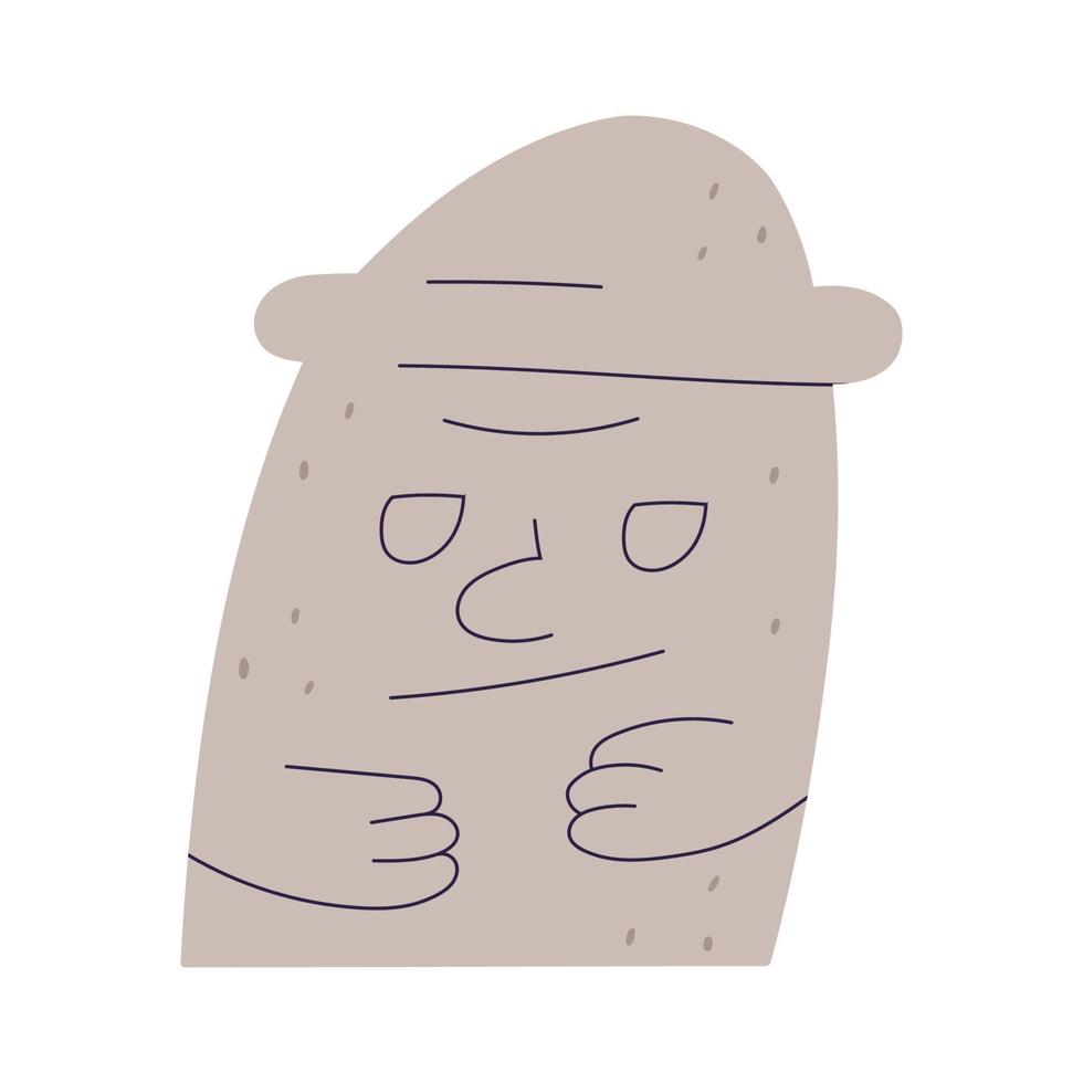 dibujo de dol hareubang, estatua de piedra con expresión de cara loca - ilustración vectorial plana aislada en fondo blanco. punto de referencia de la isla coreana de jeju. vector