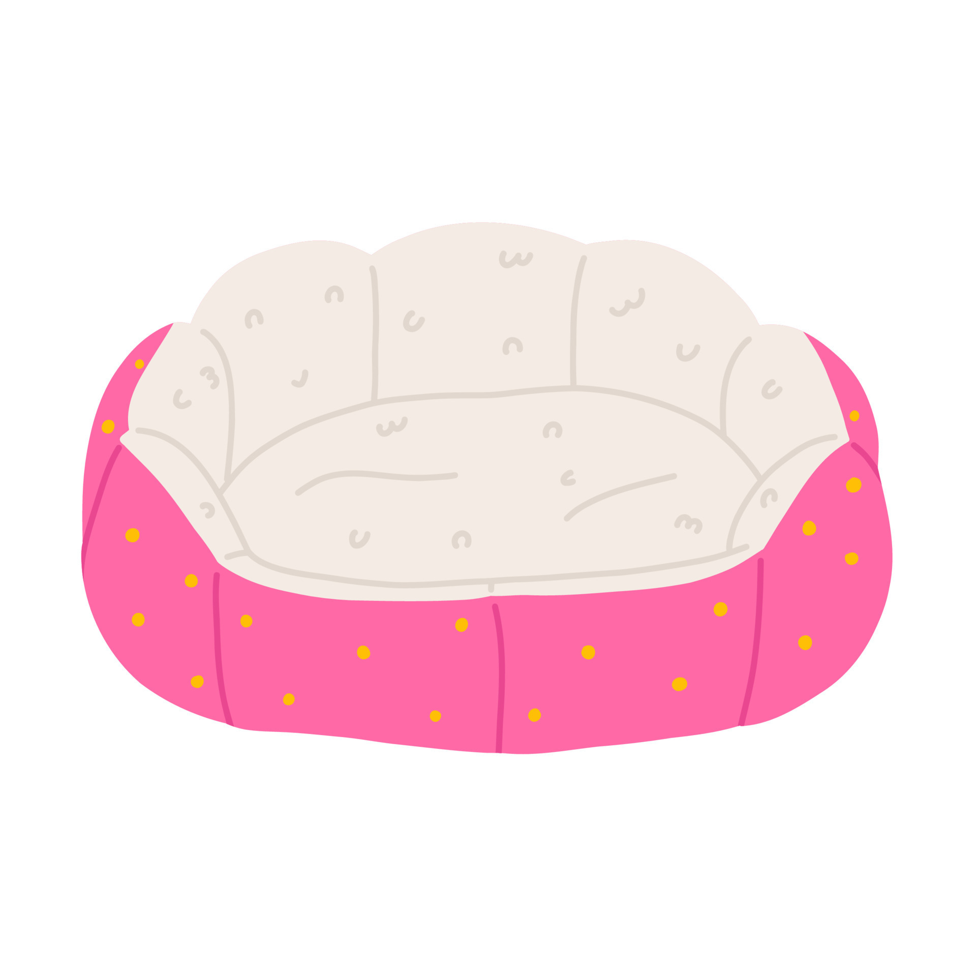 Cut hand drawn bed for pets, cartoon flat vector illustration isolated