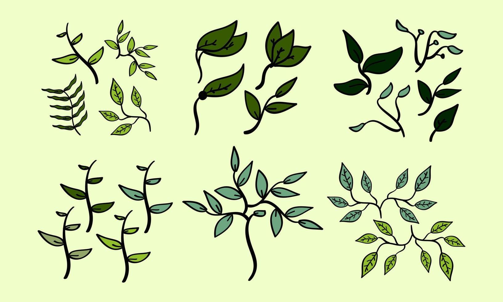 Hand drawn leaf illustration in doodle style vector
