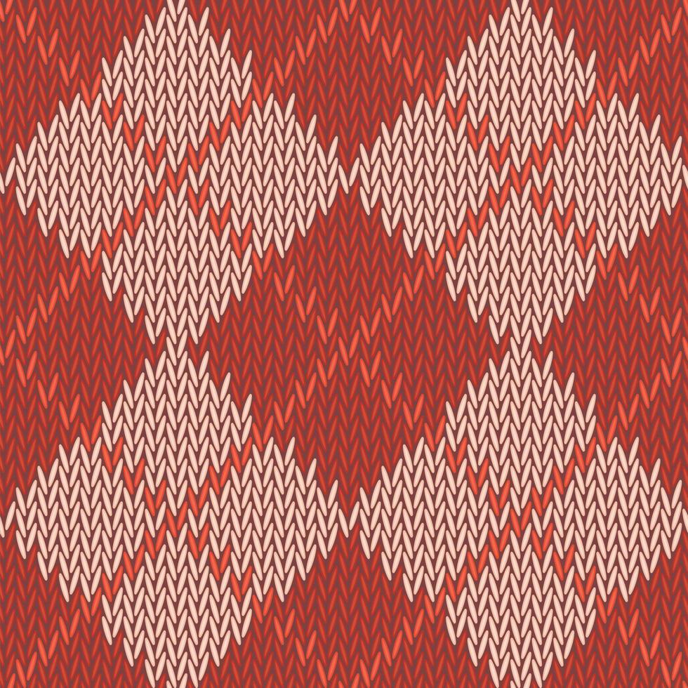 background seamless pattern texture of red with beige square wool knitwear vector