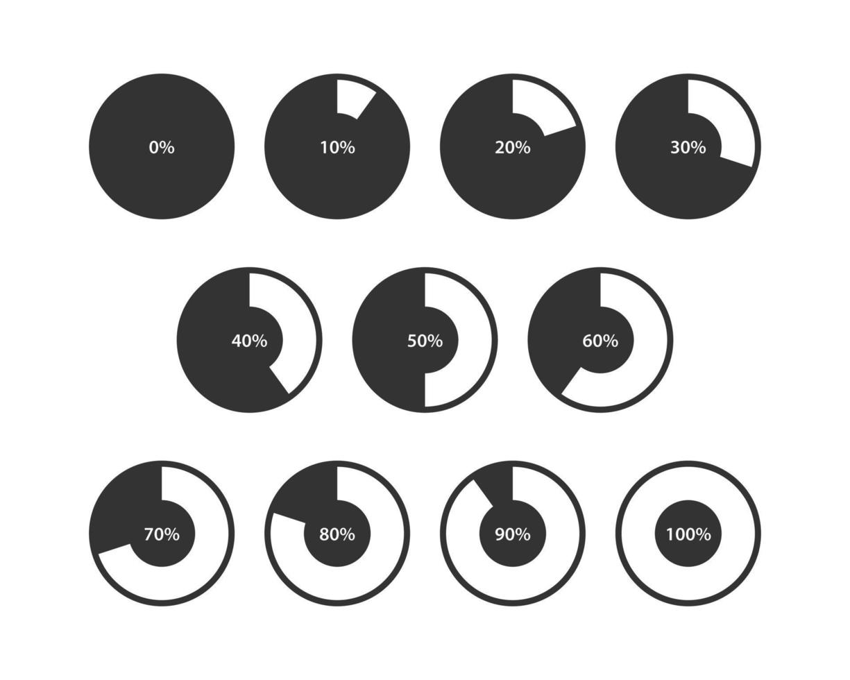 Set pie chart icons. Circle diagram vector. Collection Charts graphs logo template. Flat design. vector