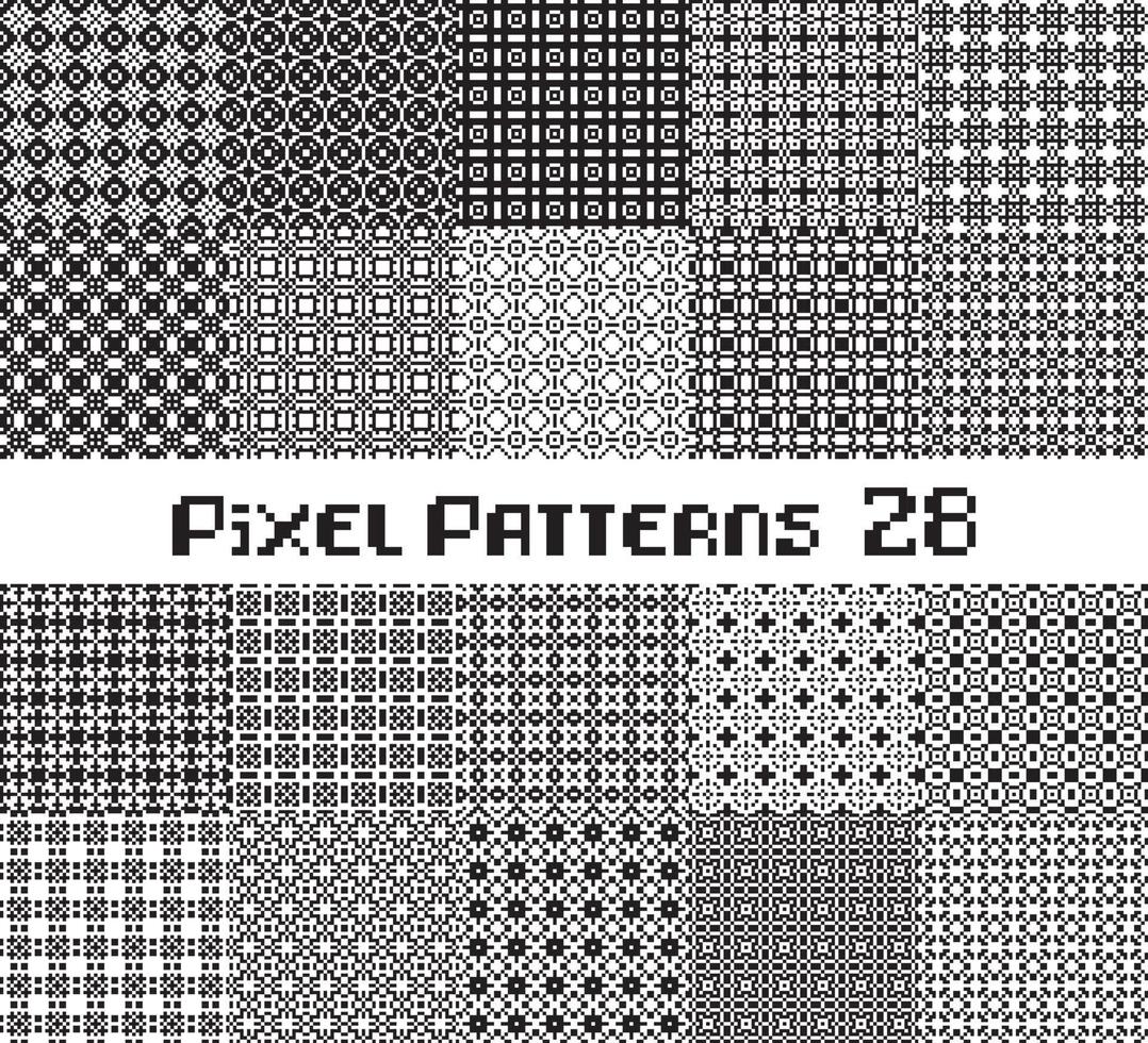 Abstract seamless pattern in pixel style. Set geometric design background. vector