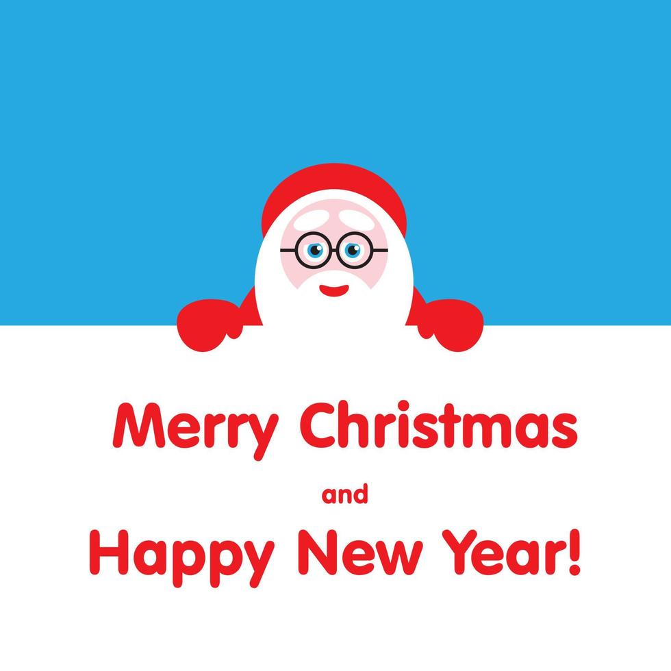 Santa peeping from behind the text vector