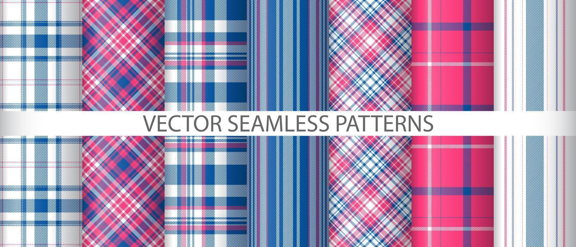 Set tartan texture textile. Background fabric vector. Plaid check pattern seamless. vector