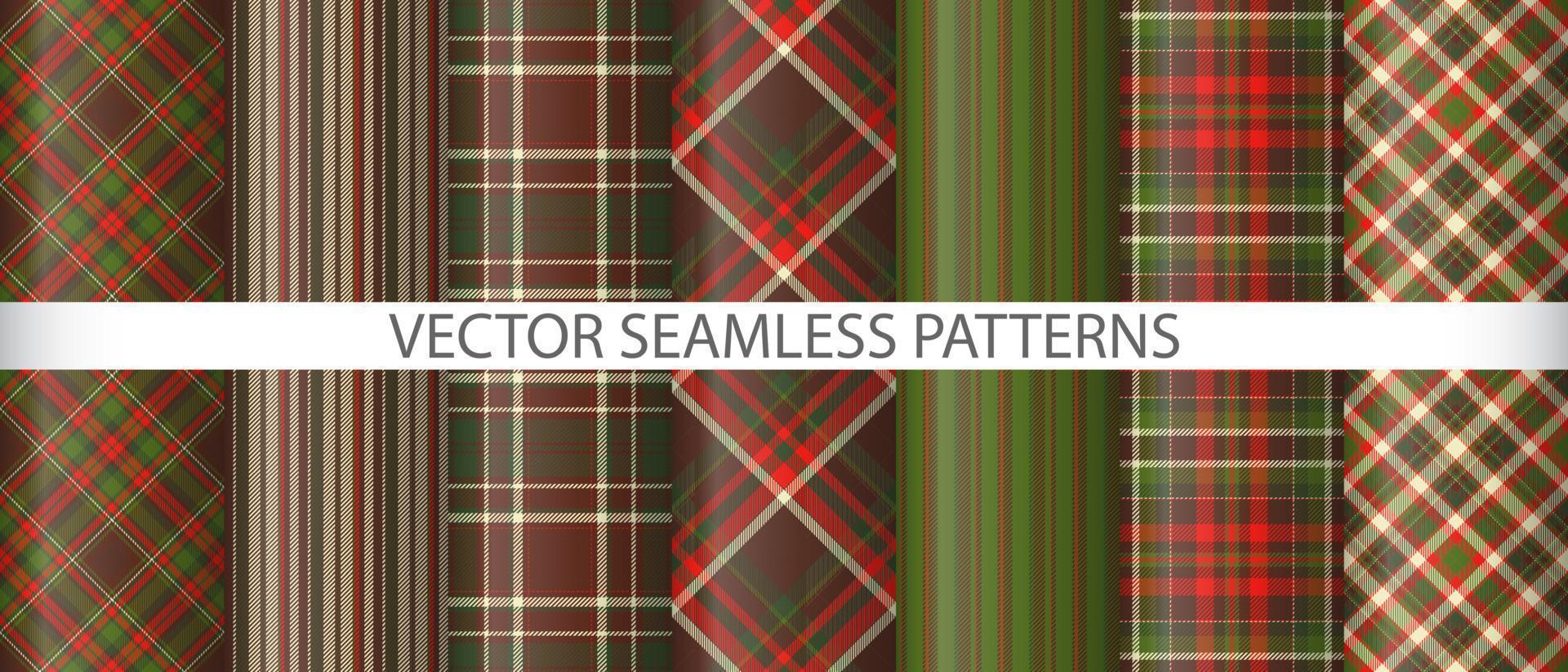 Set seamless background textile. Pattern check fabric. Texture tartan plaid vector. vector