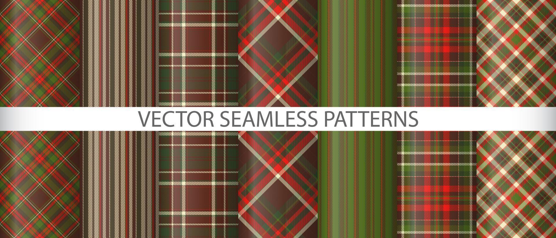 Set seamless background textile. Pattern check fabric. Texture tartan plaid vector. vector