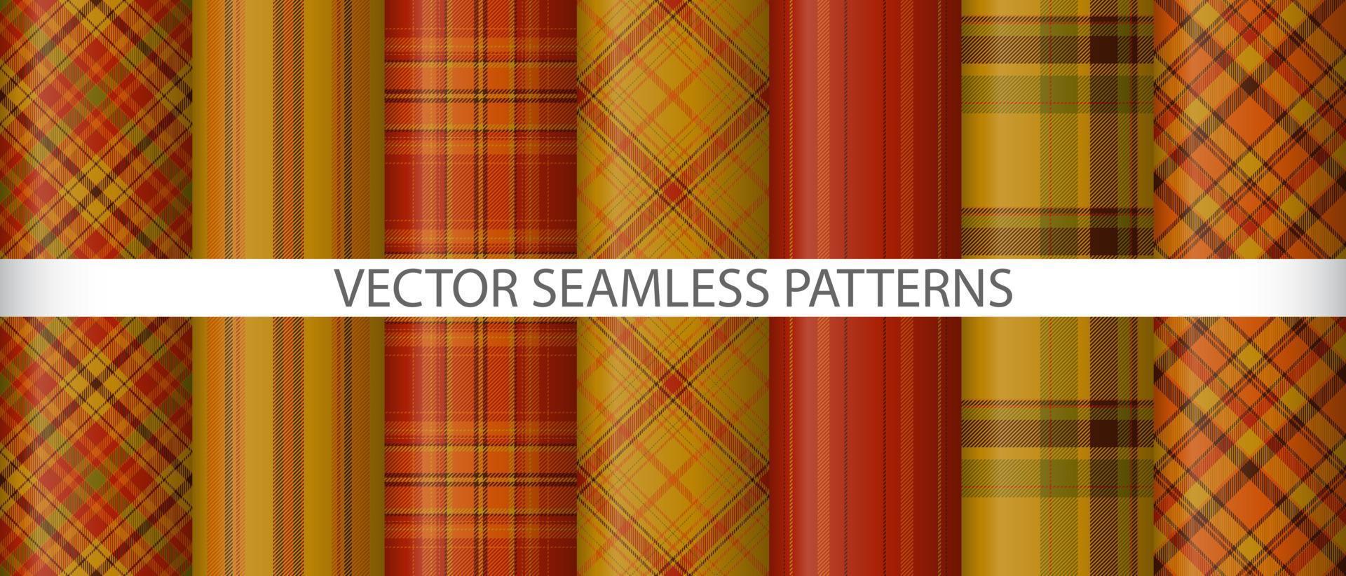 Set fabric plaid background. Seamless vector textile. Pattern check texture tartan.