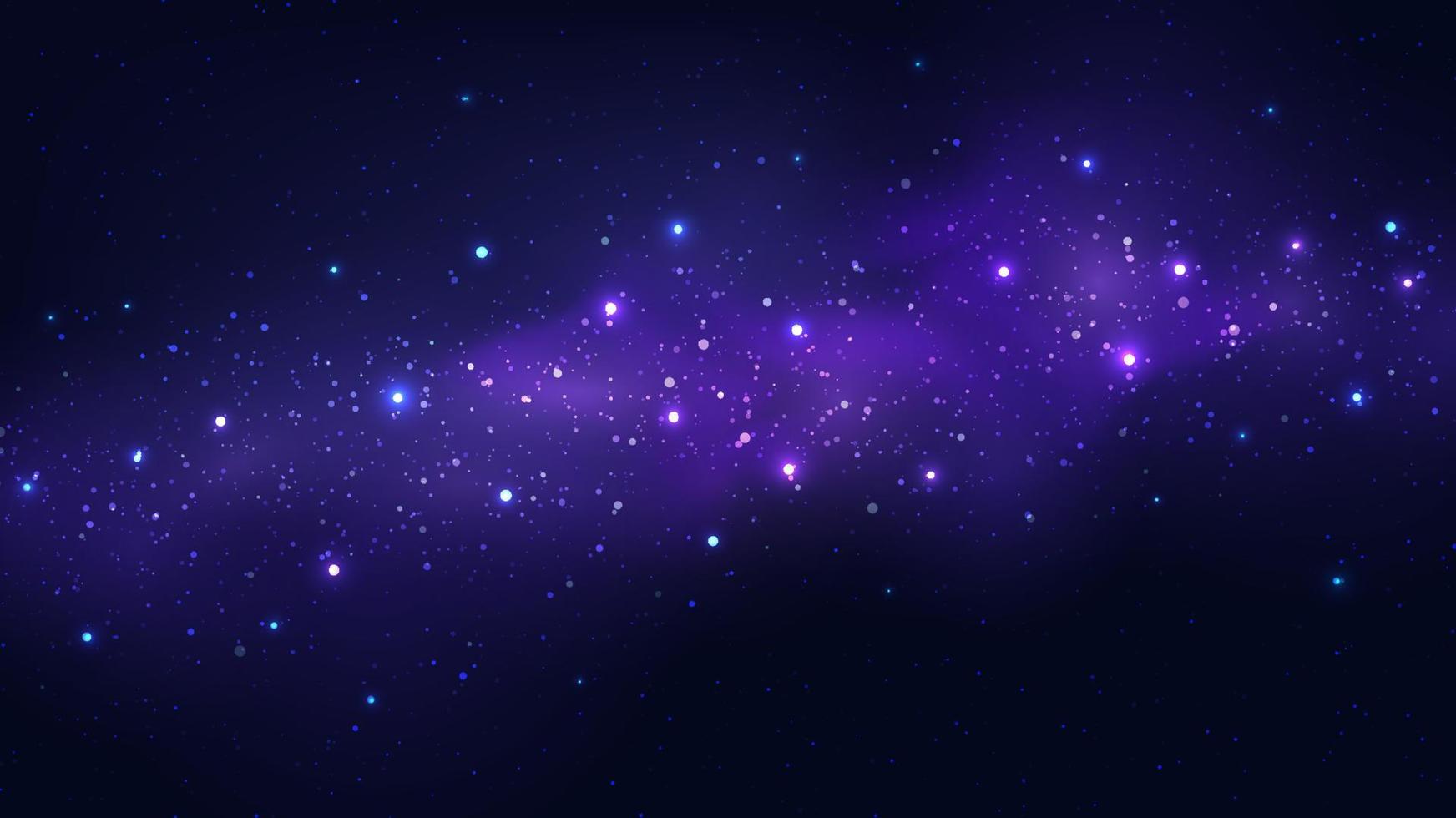 Abstract blue night space cosmos background with nebula and shining star vector