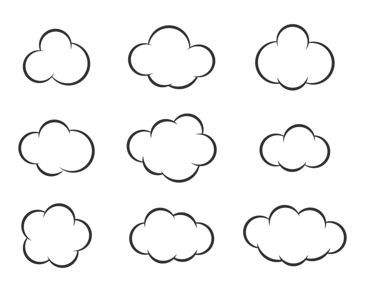 silueta de vector de nubes de cielo. conjunto de iconos de nube.