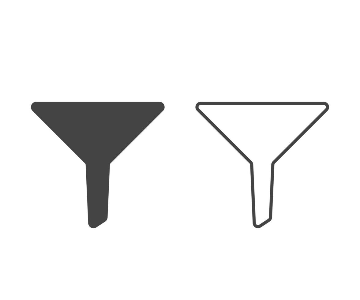 vector de icono de embudo. signo de clasificación, símbolo de filtro en blanco y negro.