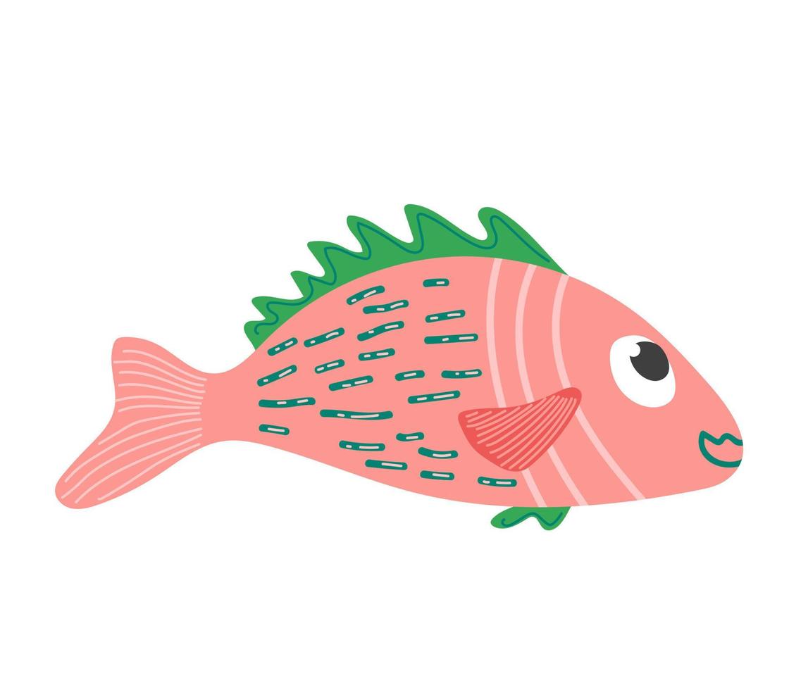 cute cartoon fish. Pink fish illustration vector