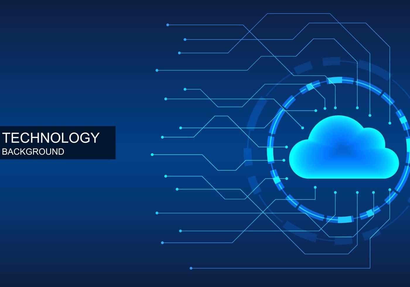 tecnología de fondo formas de nubes brillantes son almacenamiento de datos en el mundo de Internet con líneas de circuito que muestran datos de entrada y salida. es una tecnología que es muy popular hoy en día. vector