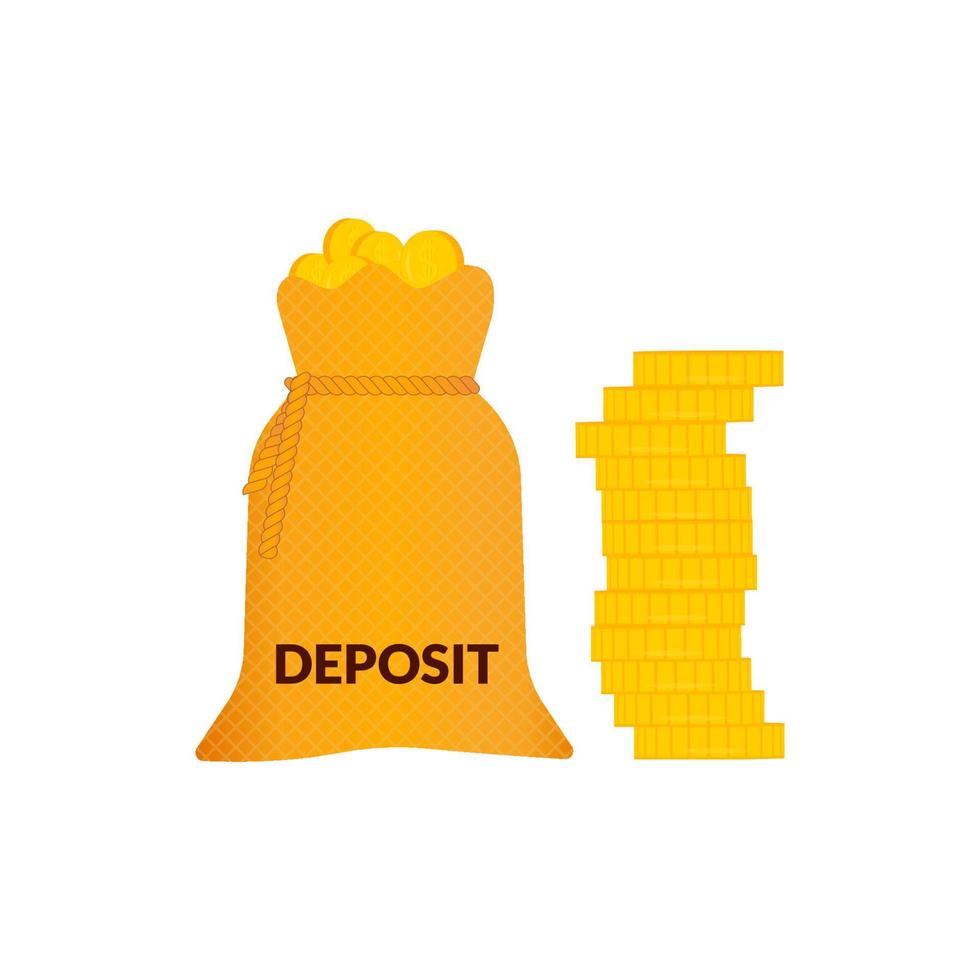 bolsa de dinero, saco de monedas. icono aislado. ilustración vectorial color dorado. concepto de depósito. vector