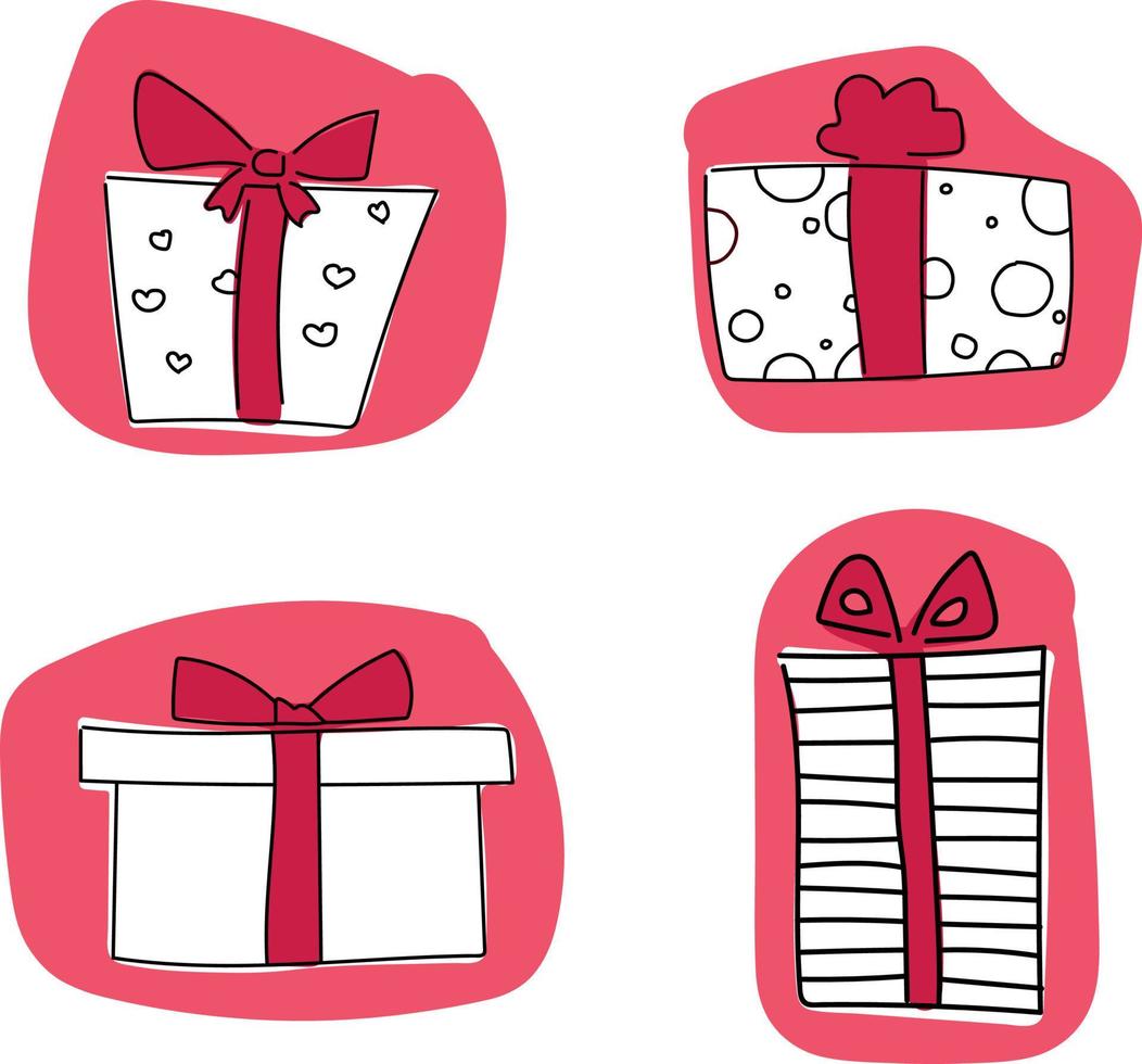 conjunto de regalos dibujados a mano vector