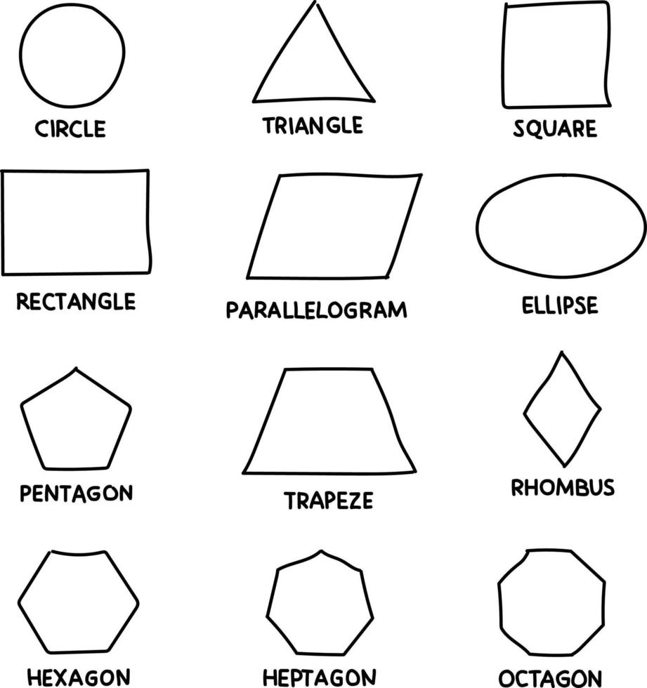 formas geométricas dibujadas a mano vector