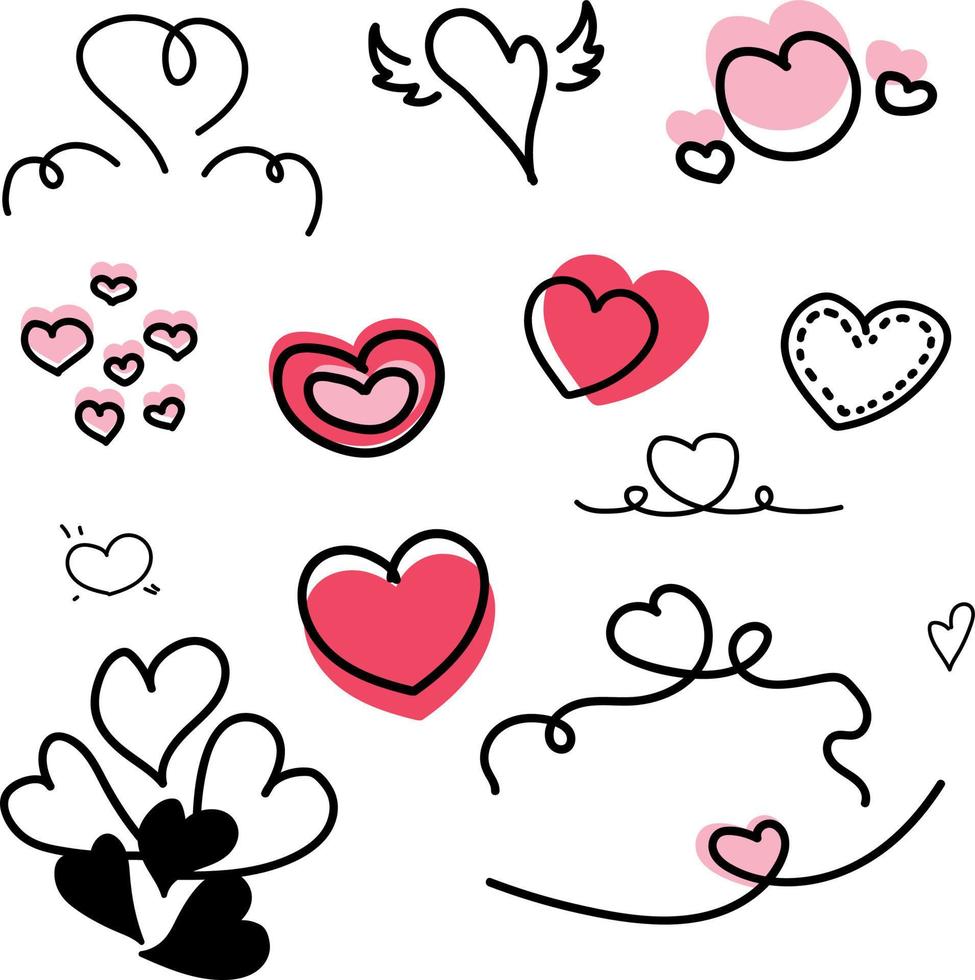 Hand drawn hearts set vector