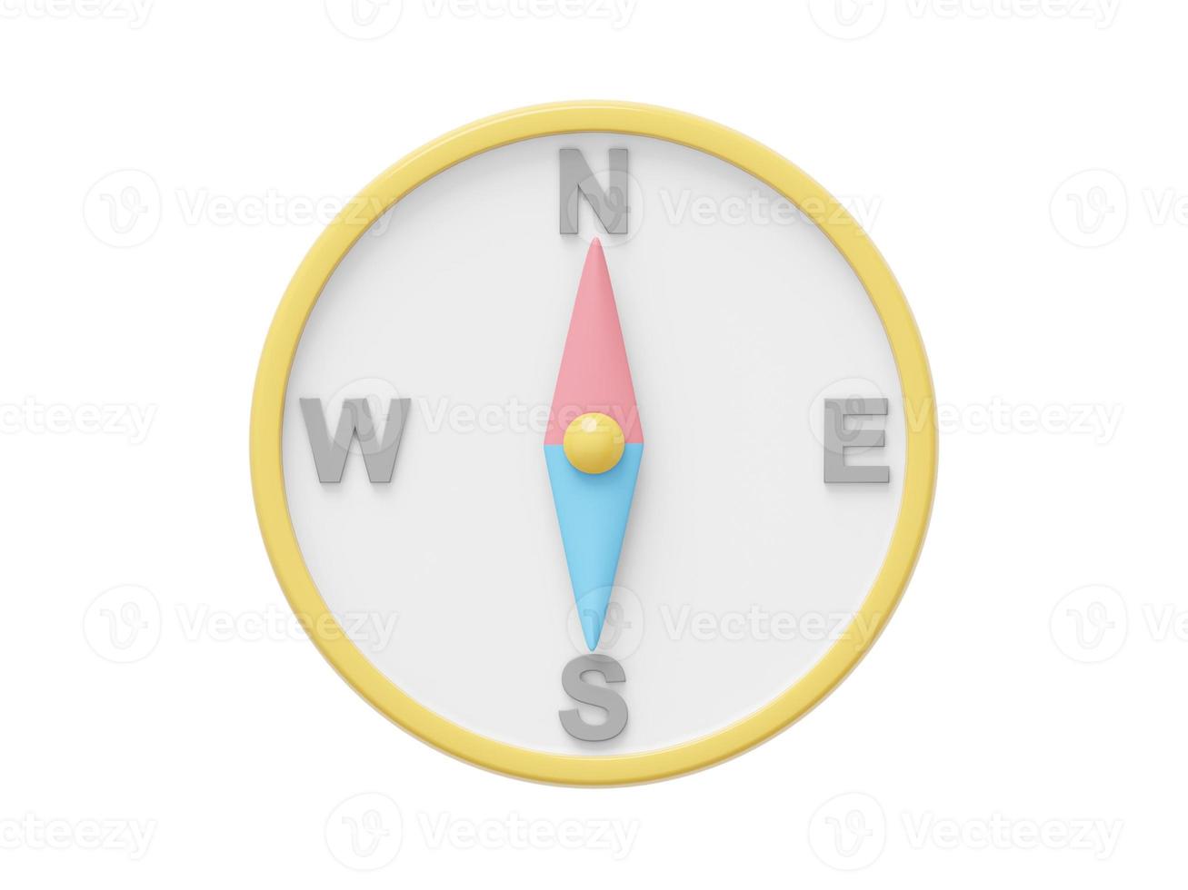 Simple pastel compass, navigation, direction finding. 3D rendering. Icon on white background. photo
