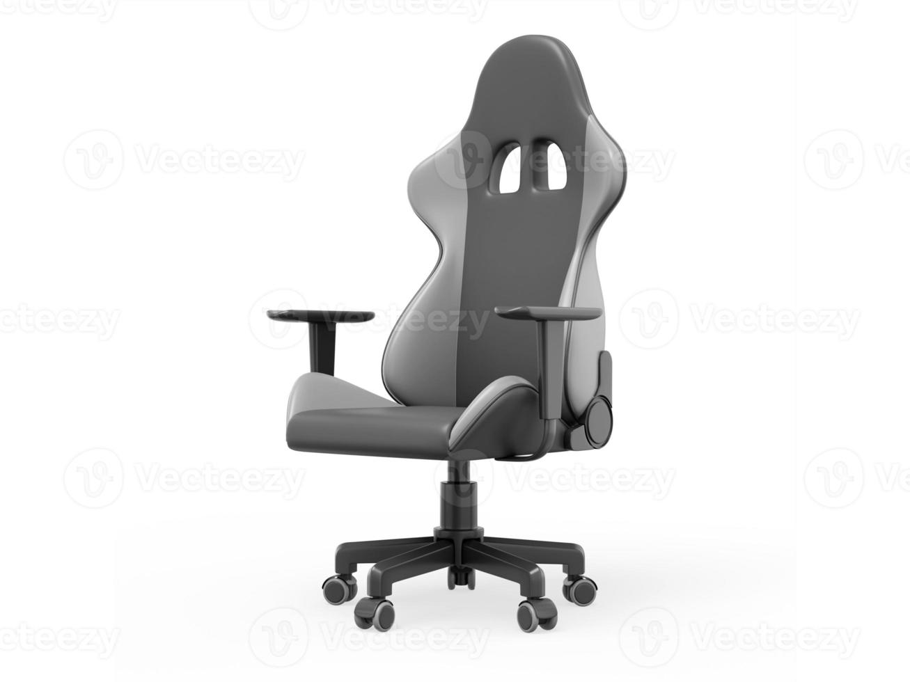 Realistic gaming armchair, side view. 3D rendering. Icon on white background. photo