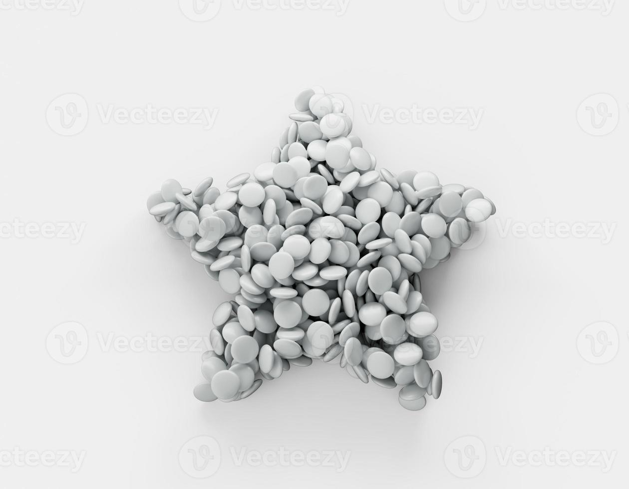 White Sweet color candy in shape of star 3d illustration photo