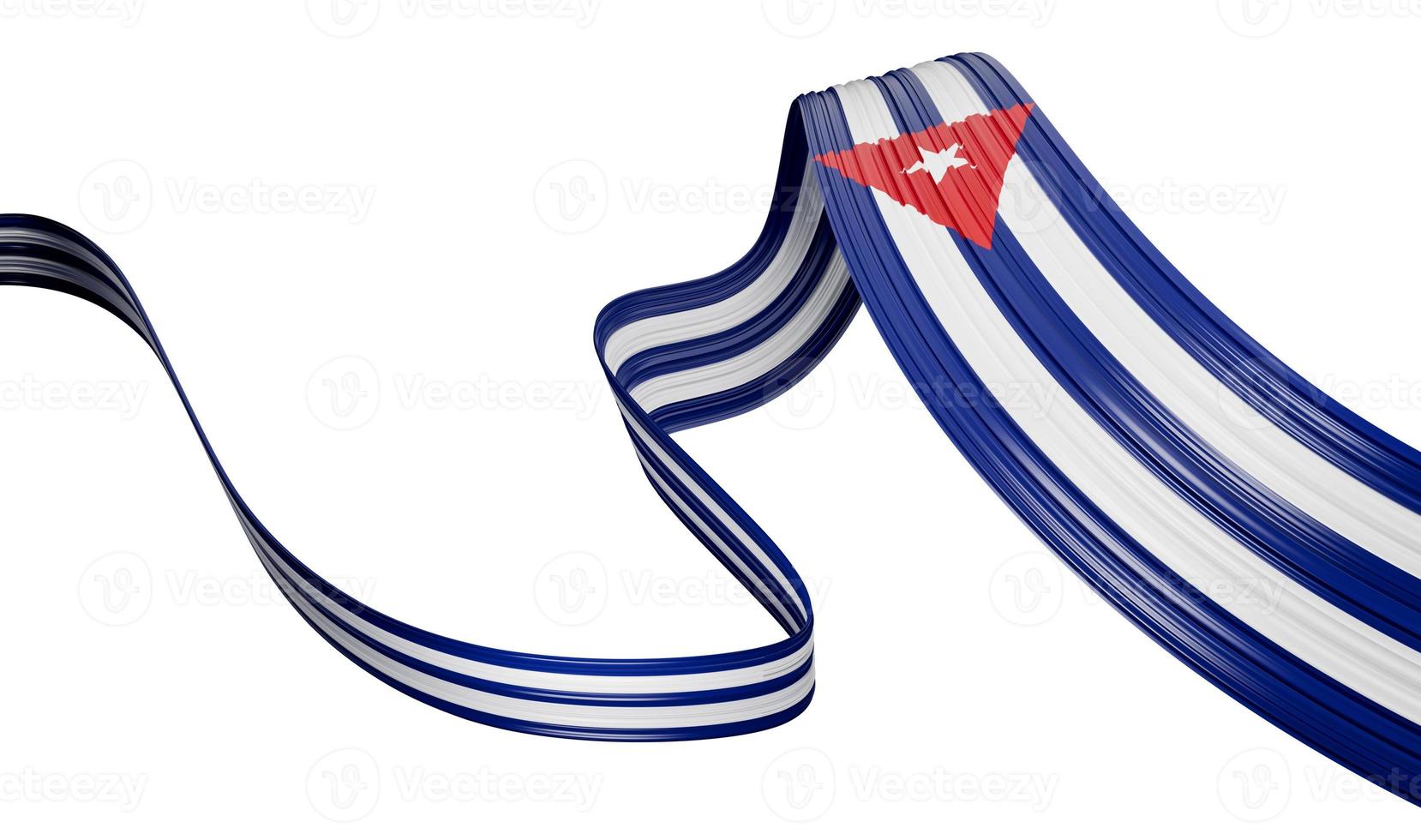Cuba or Cuban flag wavy abstract ribbon background. 3d illustration. photo