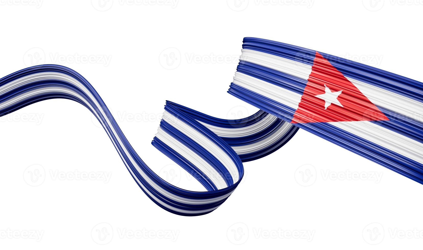 Cuba or Cuban flag wavy abstract ribbon background. 3d illustration. photo