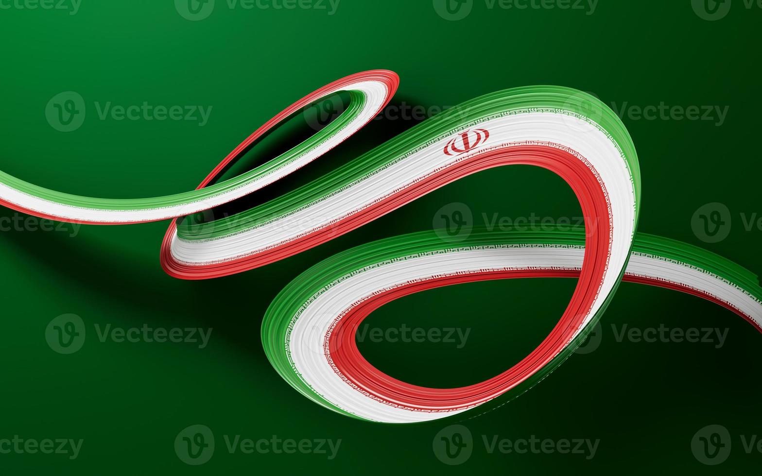 Waving ribbon with Flag of Iran, Independence day banner. 3d illustration photo