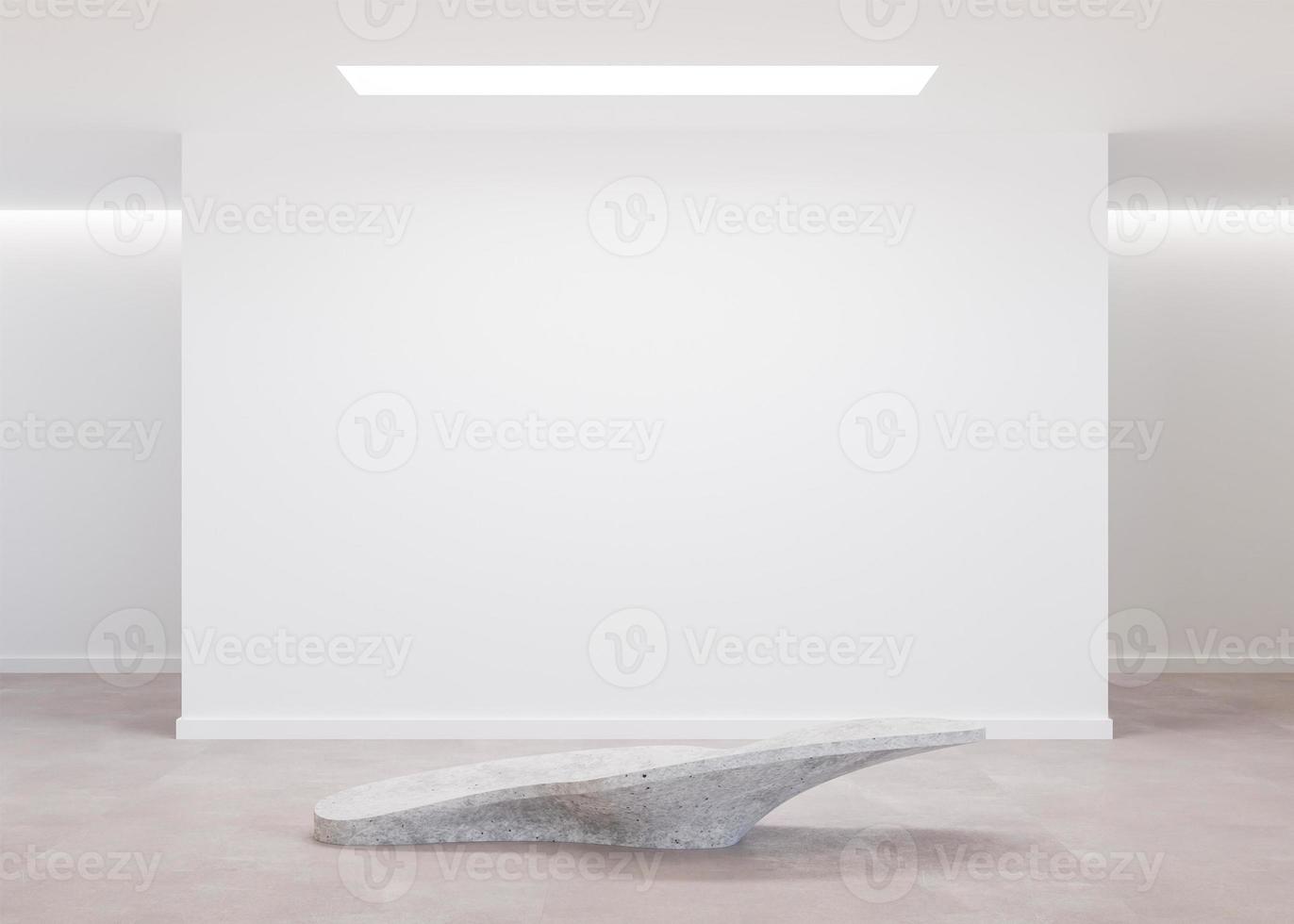 Empty white wall in modern art gallery. Mock up interior in minimalist