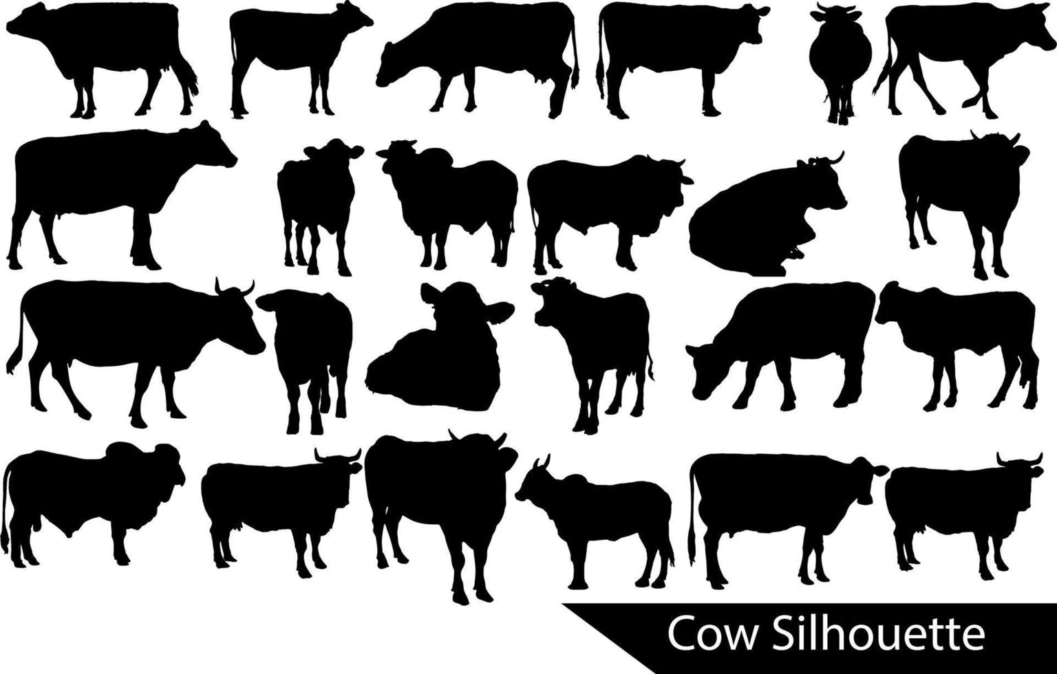 Cow silhouette set vector