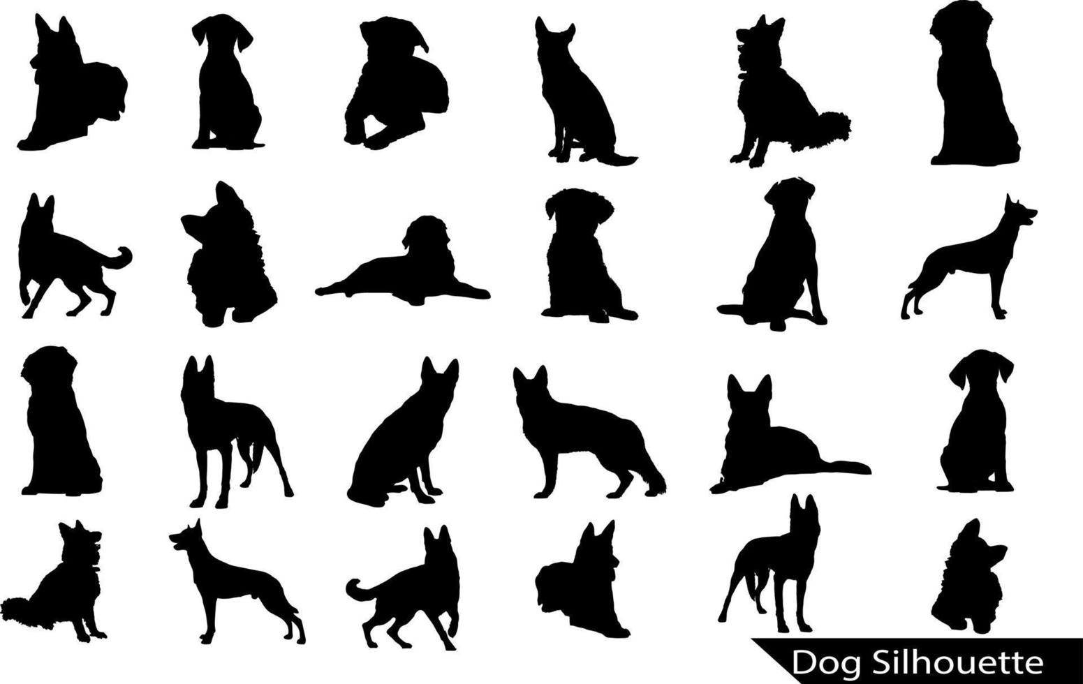 silueta vectorial de perro sobre fondo blanco, silueta negra vector