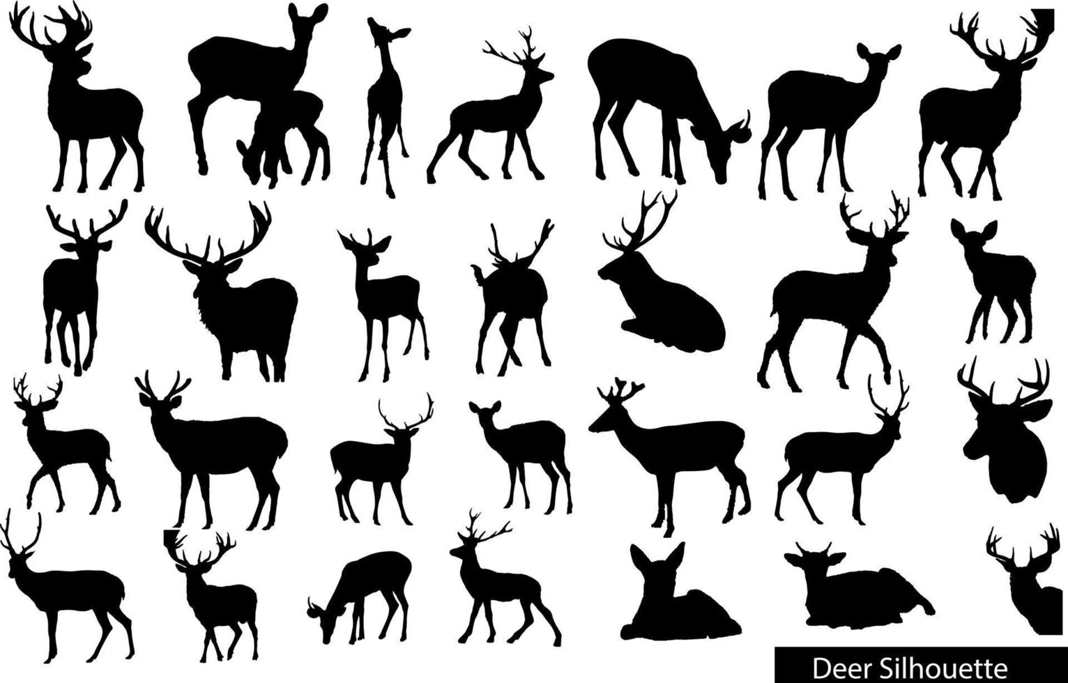 Collection of silhouettes of wild animals - the deer family vector